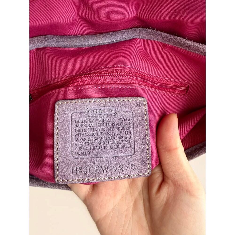Vintage Coach Pink Tweed Lavender Suede Y2K Soho Flap Bag - Picture 9 of 15